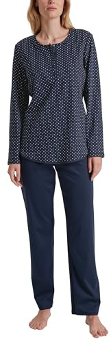 CALIDA Midnight Dreams Pyjama, lang Damen, aus 100% Dicker Baumwolle