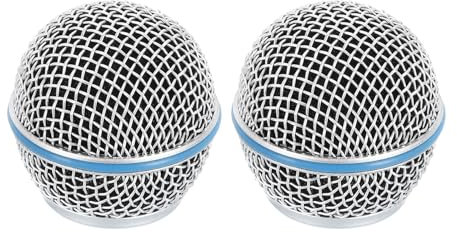 sourcing map 2pcs Mesh Microphone Grill Head Wired Microphone Ball Head Replace for DIY Mic Grill Head Parts Accessory Silver