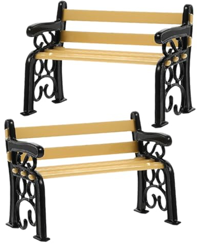 BESTonZON Puppenhausmöbel Miniaturbank 2 Stück 1:12 Maßstab Miniatur Straßenstuhl Modell für Kinder Spielzeughaus Selbstgemacht Dekoration Wohnzimmer Garten