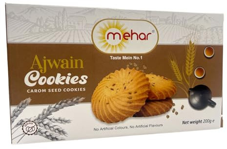 Mehar Cookies, 200g, No Artificial Colours or Flavours (Ajwain cookies 200g)