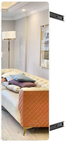 YUNHEST Vollbild-Garderobenspiegel, 270° drehbar, hängender Schminkspiegel for Schlafzimmer-Ankleidezimmer, weiß.(80 * 40cm)