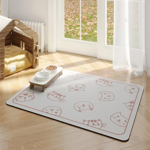 Napfunterlage Hund Hochwertige rutschfest Hundenapf Unterlage Mit Katzen Und Hunde Motive SaugfäHige Schnelltrocknend Futtermatten FüR Haustier Futtermatte Pet Hundefutter Mat (35x50 cm,Farbe 2)