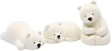 Yardenfun 3 Stück Eisbär Dekofiguren Aus Resin Handgefertigte Tiermodelle Weiß Wohnkultur Für Büro Und Zuhause