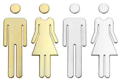 2 ensembles d'autocollants de panneau de toilette, autocollants de toilette pour hommes et femmes, autocollants de salle de bain pour hommes et femmes, panneaux de salle de bain