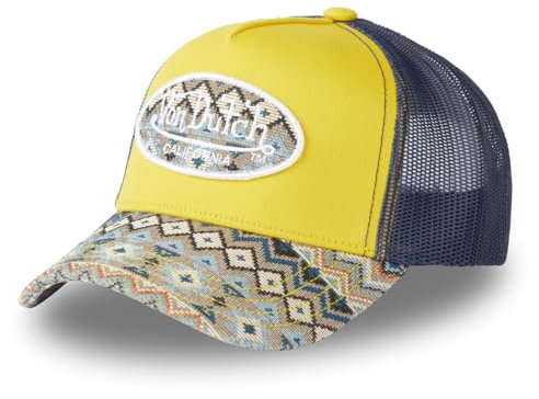Von Dutch Kappe für Damen und Herren, Trucker-Kappe ETHNIK, verstellbar, Gelb/Blau/Beige, Einheitsgröße