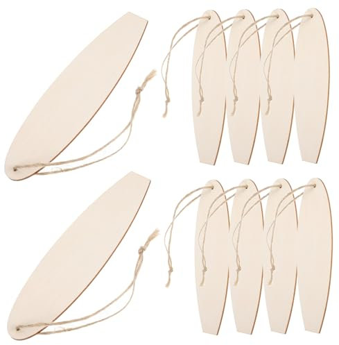 BEBEMOKO 10 Stück bemaltes Surfbrett Mini-Surfbrett Küste Schlafzimmer Surfbrett Ausschnitt Holzornamente zum Basteln Surfbrett Ornamente Holz Handwerk Schild Surfbrett Dekoration Holzspäne