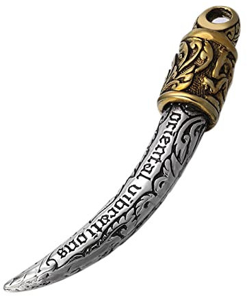 Herren-Halskette, Wolfszahn-Anhänger-Halskette, Vintage S925 Sterling Silber geschnitzte Wolfszahn-Anhänger-Halskette, (Farbe: Silber, Größe: Anhänger + Kette 60 cm)