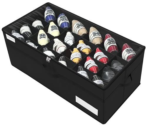 Schuhorganizer für Closet, Passt 24 Paare, große Schuhschrank, Schuhbox mit Durchsichtigem Deckel, Starke Aufbewahrungskiste für Schuhaufbewahrung, Platzsparender Shoe Rack mit Griffen, Schwarz