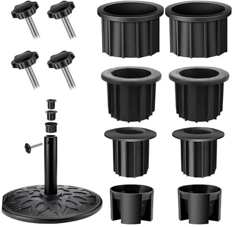 BAHJKASD Lot de 12 pieds de parasol de terrasse en fonte - Résistant aux intempéries - Finition résine synthétique - Convient pour plusieurs tiges de parasol