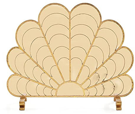 KHYTEBV Kaminschutzgitter, Kaminschutzgitter Kaminschutzgitter Gold, Funkenschutzgitter mit Mesh-Design, Freistehendes Feuerschutzgitter für offenes Feuer, St