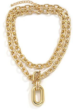 CYWQ Chunky Choker Necklaces Layered Necklace Chain Punk Thick Necklace Accessories for Women (Gold A)