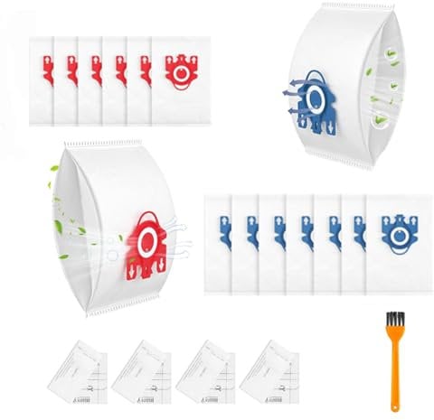 15 Packs FJM/GN Dust Bags Replacements Compatible with Miele Hoover Bags Classic C1 Complete C1 C2 C3 S2 S5 S8 S400 S600 S2000 S5000 And S8000 Series with 4 Set Air Clean Filter