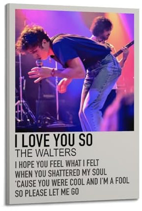 DJMAW Poster mit Aufschrift I Love You So, ästhetisches Poster, Vintage-Musik und Filme, dekoratives Gemälde für Wohnzimmer, Schlafzimmer, 40 x 60 cm, Rahmenstil