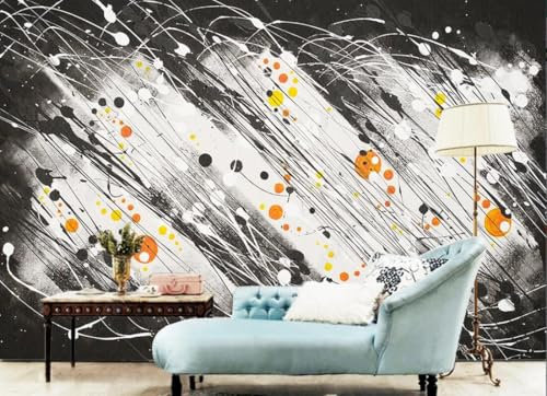 CLVIUJLBKLKSDD Photo Wallpaper Modern 3D Colourful Dots Abstract Geometry Black and White Lines Background Wall 400cmx280cm Decoration Living Room Bedroom Restaurant Cafe Mural