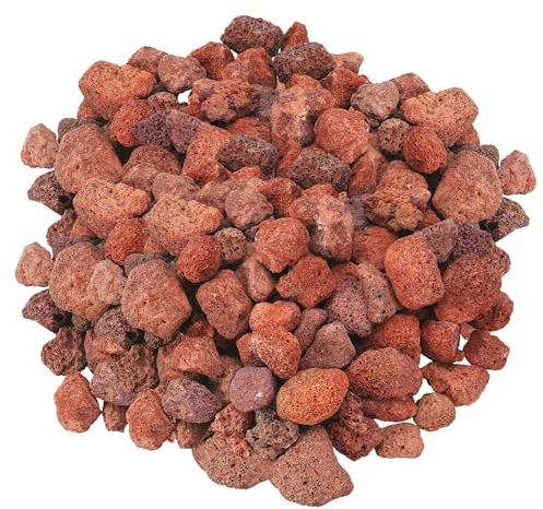 4,5 kg rote Lavasteine für Feuerstellen, Kamine, perfekt für Gasscheite, Gasgrills, Landschaftsgestaltung, geeignet für Innen- und Außenanwendungen (3,0 cm - 5,1 cm)