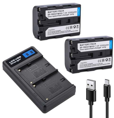 ANCBD 2 Pack NP-FM50 Battery with Charger for Sony NP-FM30 NP-FM51 NP-QM50