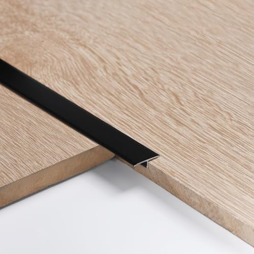 Zayejod Aluminium-T-Formleisten Flacher Bodenübergangsleiste Übergangprofil Türschwellen Bodentrennstreifen Fußböden Abdeckleisten- 2cm x 0.9m x 3pcs Schwarz
