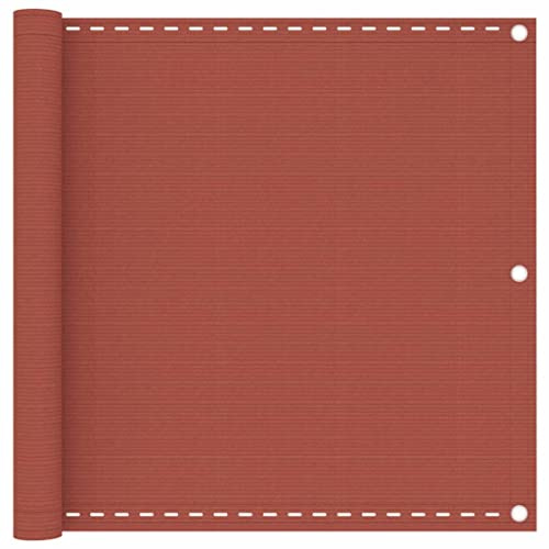 Brise-Vue, 90x300 cm, PEHD Résistant aux UV, Couleur Rouge Terracotta, Perméable au Vent, Cache Balcon Brise Vue, Protection Balcon, Brise Vue Jardin, avec Œillets en Aluminium et Corde Incluse