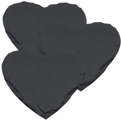 IWOWHERO 3 pezzi Piatti in Pietra Naturale a Forma di Cuore per Steak e Dessert Vassoio per Servire Snack Materiale Sicuro e Resistente per Uso Quotidiano