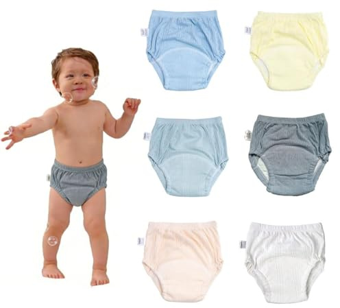 Oaygat 6 Packs Reusable Baby Toddler Training Pants Soft Washable Potty Training Pant Toddler Trainings Pants Absorbent Baby Mesh Potty Leak-Proof Cotton Trainings Pant