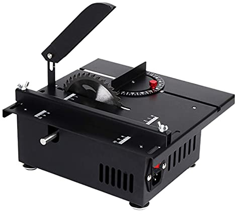Scie circulaire de table portable, scie circulaire de table à angles multiples, kit de polissage et de gravure, profondeur de coupe de 40 mm pour la fabrication artisanale de maquettes en bois (1 pa