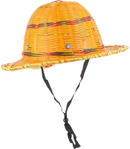 UKCOCO Atmungsaktiver Bambus Sicherheitshelm mit Großem Rand UV Schutz und Stoßfestigkeit Leichter Geflochtener Bauhelm für Baustellen und Outdoor Arbeiten für Sommer und Arbeiten Höhe