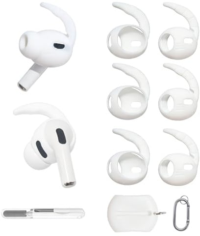 Adhiper 3 Paar Ohrhaken für AirPods Pro 3 [Nicht passend in das Ladecase] rutschfeste, Sturzsichere Silikon-Ohrhaken, Kompatibel mit AirPods Pro 3. Generation (2025), Mit Reinigungsstift (Weiß)