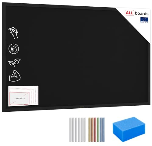 ALLboards Kreidetafel mit schwarzem lackiertem Holzrahmen 200x120cm, Schwarz, Schreibtafel, Kreide, Kreidetafel wand, Tafel gastronomie, Wandtafel für Gastronomie