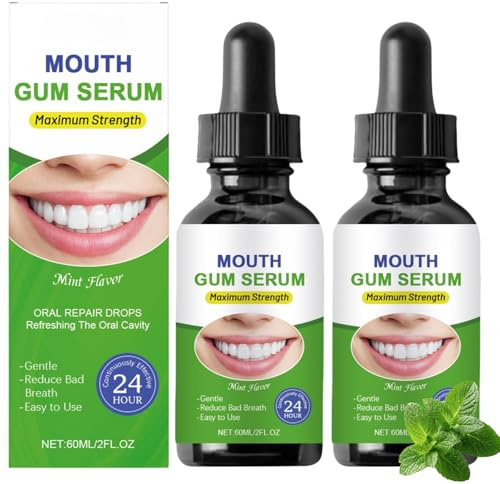 2 Stück Gum Repair Drops, Gum Serum bei Zahnfleischrückgang & Zahnfleisch Aufbau, Unterstützt ein Ausgeglichenes Mundgefühl, Mundpflegetropfen mit Mint, Mundreinigungstropfe gegen Mundgeruch, 2×60ml