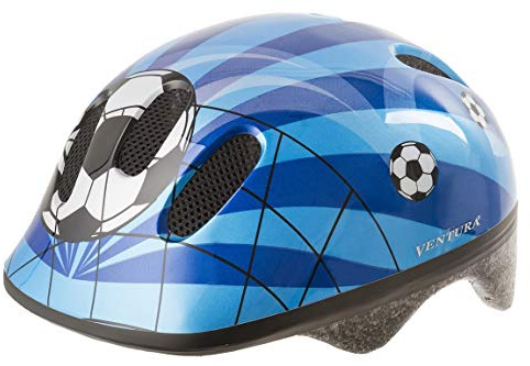 M-Wave Kinder Fahrradhelm Soccer, blau, 50-57 cm