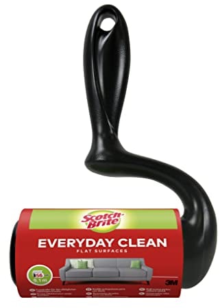 Scotch-Brite Everyday Clean Fusselroller für flache Oberflächen, 1 Rolle 56 Blatt - Fusselrolle für Kleidung und Möbel gegen Fussel oder Tierhaare, Roller ist wiederverwendbar