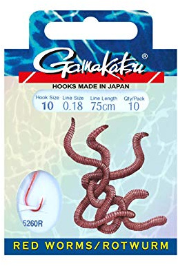 Gamakatsu Angelhaken mit Vorfach Vorfachhaken - Modell Wurm, Hakengröße:8
