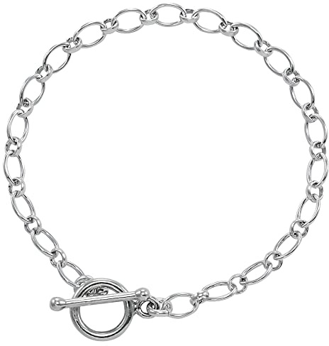 TheCharmWorks Sterling Silber Damen Charm Armband Bracelet mit Langen und kurzen Kettengliedern | Länge: 20,3cm (8 Inches)