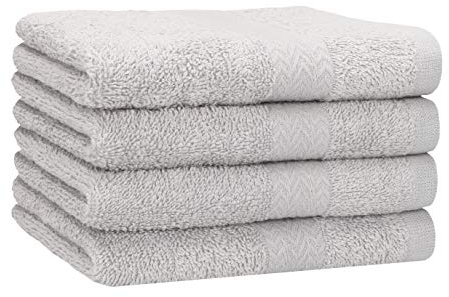 Betz 4 Stück Handtücher Premium 100% Baumwolle 4 Handtücher Farbe Silbergrau