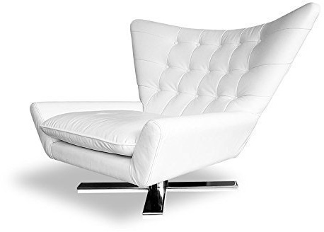 NEUERRAUM Drehbarer Ohrensessel Fernsehsessel Armlehnsessel Lounge Sessel. Rinderleder Reinweiß.