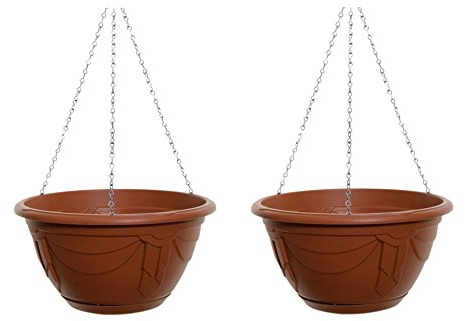 Products Mall 2 x Round Terracotta Modern Hanging Planter