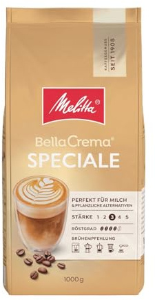 Melitta Ganze Kaffeebohnen, 100% Arabica, milder Geschmack, leichter Charakter, Stärke 2, BellaCrema Speciale, 1kg