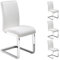 IDIMEX Lot de 4 chaises de Salle à Manger Leticia piètement chromé et revêtement synthétique Blanc