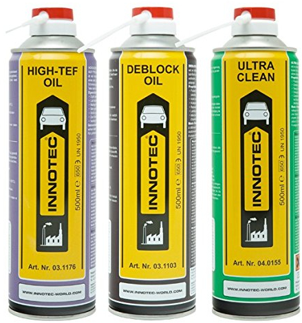 Innotec Wartung Autopflege Service Set inkl. Rostlöser Bremsenreiniger und Teflonöl