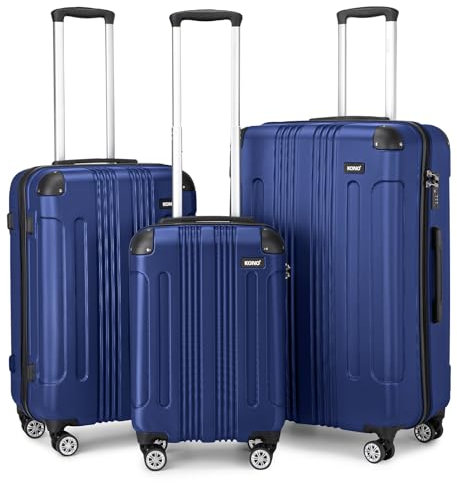 Kono Zwillingsrollen Hartschale ABS Koffer Trolley Reisekoffer Rollkoffer Handgepäck (Dunkelblau, M)