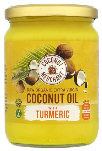 Coconut Merchant Raw Organic Extra Virgin Coconut Oil with Turmeric
