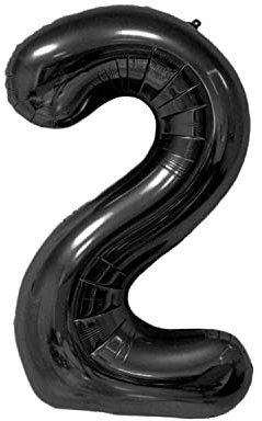 Kopper-24 XXL Folienballon Zahl 100 cm in Schwarz - Helium geeignet - für Geburtstag Hochzeit Party - Zahlen dunkel Ballon im Zahlen-Design Jubiläum Geschenk Luftballon riesen Nummer Deko (Zahl 2)