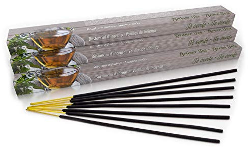 Premium Räucherstäbchen Grüner Tee: natürlich traditionell aus Indien in fairer Herstellung. Großpackung mit 10 Boxen = 80 Stück je 45min. Sanfter Green Tea Duft