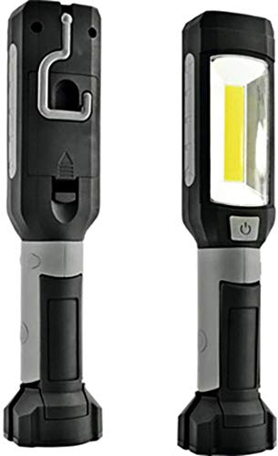 X4-LIFE 701758 X4-Life Trabajo LED con batería magnética con Pinza giratoria – Lámpara de Taller con Gancho, Linterna Superior 3 W COB, Negro-Gris, 225 x 50 x 47 mm