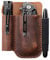 EDC Leather Pocket Pouch, Knife Organizer Pouch, Pocket Slip, EDC Carrier, with Pen Loop, Everyday Carry Organizers, Full Grain Leather. Chestnut.