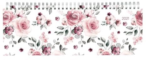 Tisch-Querkalender Style Rosen 2021 - Büro-Planer 29,7x10,5 cm - Tisch-Kalender - 1 Woche 2 Seiten - Ringbindung - Alpha Edition: Büro-PlanerTisch-Kalender - 1 Woche 2 Seiten