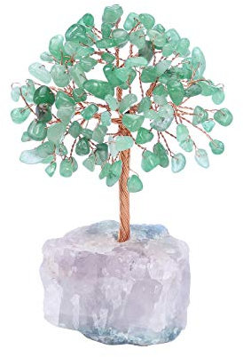 JSDDE Gr眉ner Aventurin Kristall Baum Heilsteine Edelsteine Feng Shui Baum Nat眉rliche Trommelsteine Baum des Lebens Figuren