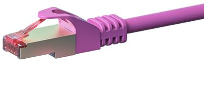 Danicom Câble CAT6 SSTP/PIMF Rose - 0.50m, POE, Ethernet, LAN, câble de raccordement, câble de données, RJ45 - pour armoire de serveur, commutateurs, routeurs, modems !