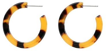 XIGAWAY Statement-Creolen aus Acryl, Leopardenmuster, für Damen, Kunstharz, Modeschmuck, Kunststoff,