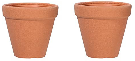 Lot de 2 pots de fleurs ronds classiques en plastique pour intérieur et jardin Terre cuite 350 mm